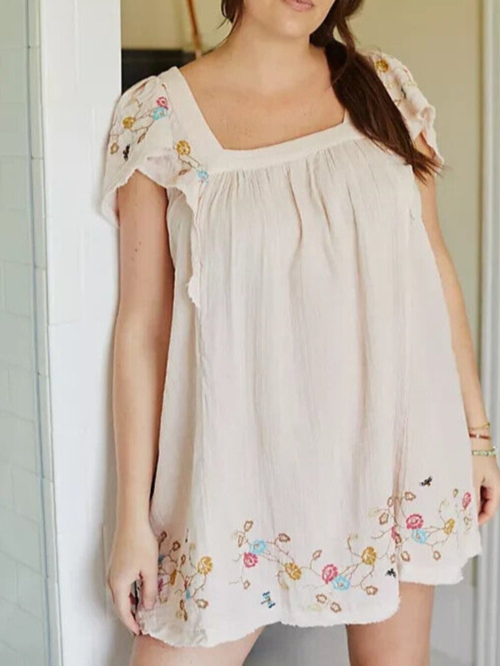 Anthropologie Embroidered Mini Dress
